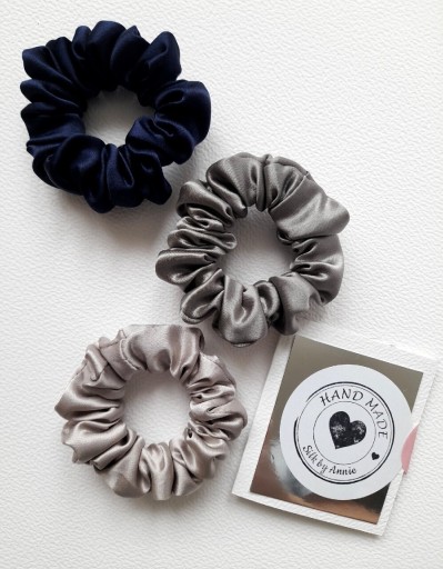 Zdjęcie oferty: 100% jedwab naturalny 3 scrunchies gumeczki mini 