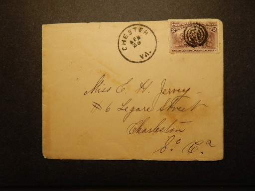 Zdjęcie oferty: USA list 1883 Chester-Charleston _oryginalny !