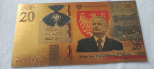 Zdjęcie oferty: Pozłacane 20 zł z Lechem Kaczyńskim acznkim