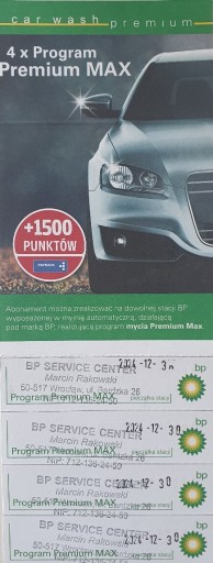 Zdjęcie oferty: Kupony myjnia BP Premium Max - 4 mycia - 12.2024