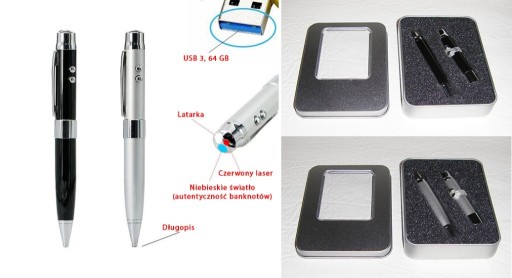 Zdjęcie oferty: Pendrive "Długopis" 5 w 1, ok.60 Gb, pudełko, nowy