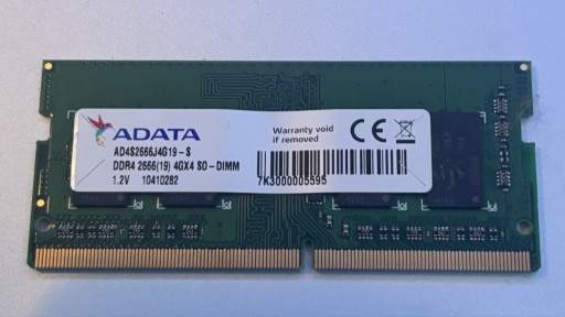 Zdjęcie oferty: ADATA Pamięć RAM SODIMM AD4S2666JG19 4GB DDR4 2666MHz