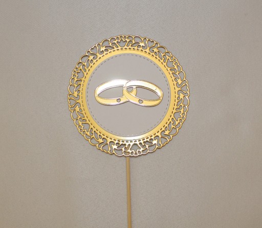 Zdjęcie oferty: Topper dekoracja na tort złoty biały obrączki ślub
