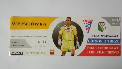 Zdjęcie oferty: Bilet Górnik Zabrze - Legia Warszawa 2007 r.