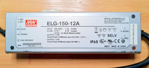 Zdjęcie oferty: Zasilacz LED ELG-150-12A-3Y 120W 12V 12A