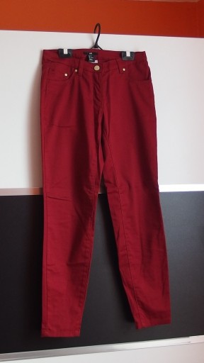 Zdjęcie oferty: burgundowe spodnie rurki H&M xs 34 złote zamki