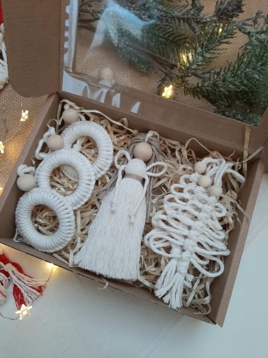 Zdjęcie oferty: Box zestaw ozdób świątecznych anioł kółka makrama