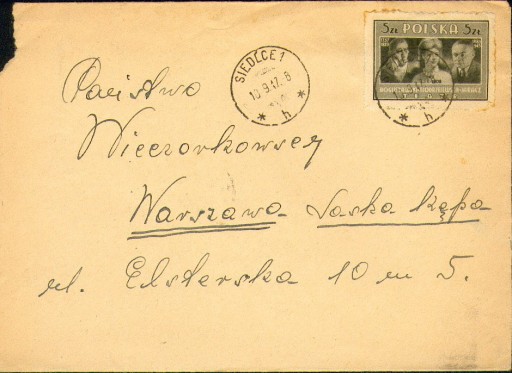 Zdjęcie oferty: Siedlce - Koperta z 1947 r. 