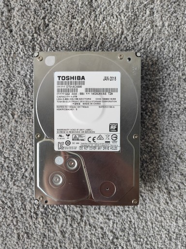 Zdjęcie oferty: Dysk Toshiba HDD 3TB 7200 64MB SATA3 dysk 3.5"