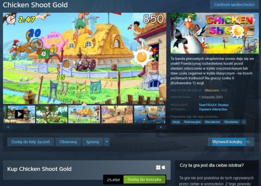 Zdjęcie oferty: KLUCZ | do gry "Chicken Shoot Gold" na steam