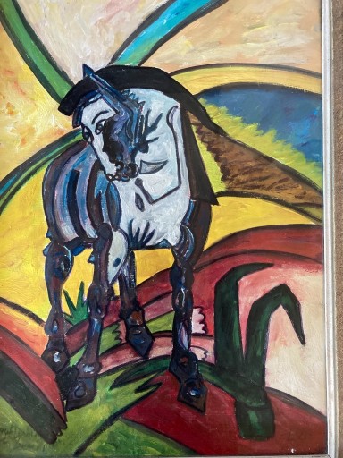 Zdjęcie oferty: Josef Dubiel von Lerach  "Niebieski koń" olej