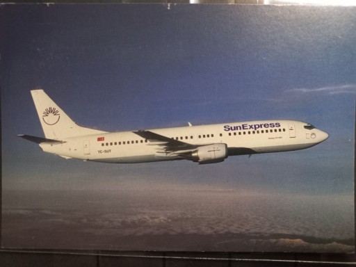 Zdjęcie oferty: Pocztówka SUNEXPRESS Boeing 737-86N
