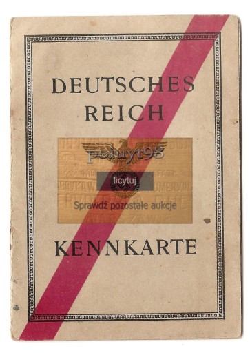 Zdjęcie oferty: KENNKARTE - POZNAŃ - VOLKSDEUTSCH - OBÓZ - 1944