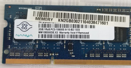 Zdjęcie oferty: SO DIMM 2 GB DDR3 KINGSTON 