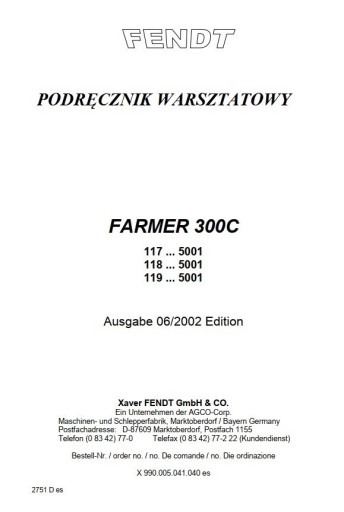 Zdjęcie oferty: Instrukcja Napraw Fendt FARMER 307 C, 308 C PL