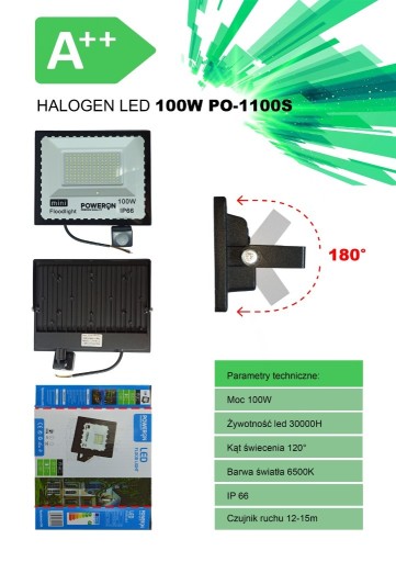Zdjęcie oferty: Hurtowa sprzedaż Halogen LED 100W z czujnikiem A++