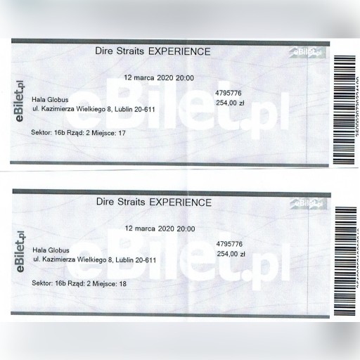 Zdjęcie oferty: Bilet na koncert Dire Straits