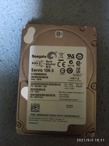 Zdjęcie oferty: 2x  SEAGATE  SAS 300GB 10k rpm