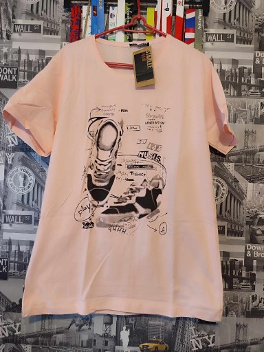 Zdjęcie oferty: Męska Różowa Bluzka Koszulka Nadruk Streetwear L