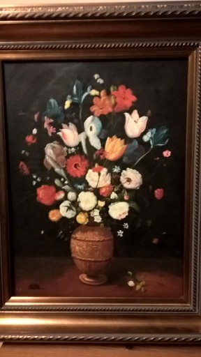 Zdjęcie oferty: Obraz olej na płótnie, Kwiaty w pięknej ramie 