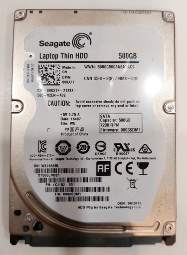 Zdjęcie oferty: Dysk twardy HDD 2,5" Seagate 500GB 7200 32MB