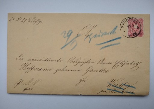 Zdjęcie oferty: List z miejscowości Sprottau z roku 1880