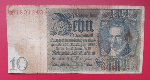 Zdjęcie oferty: 10 reichsmark 1924 rok, seria Q