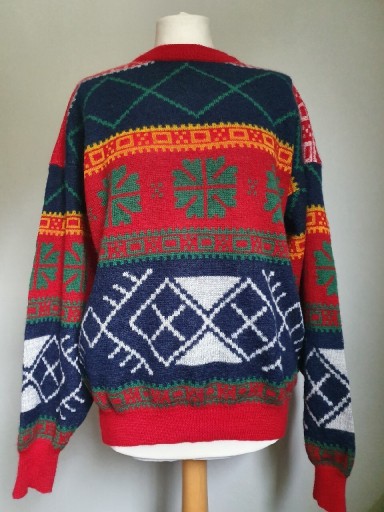 Zdjęcie oferty: Kolorowy wełniany sweter vintage