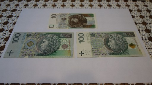 Zdjęcie oferty: Banknoty radary 2 x 100 zł i 1 x 10 zł
