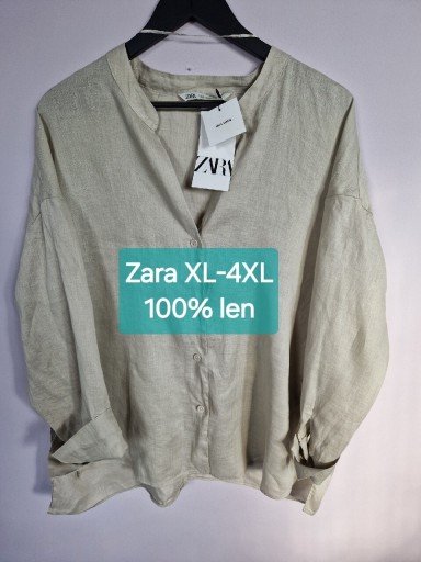 Zdjęcie oferty: Lniana koszula, bluzka Zara, XL-4XL  plus size