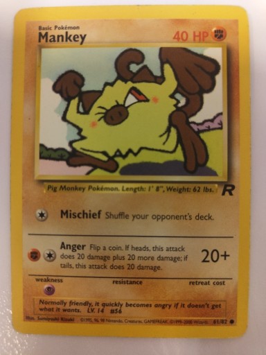 Zdjęcie oferty: Pokemon Karta TCG Mankey 61/82 Team Rocket