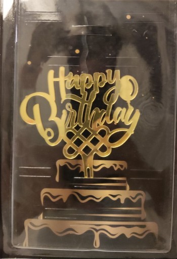 Zdjęcie oferty: Złoty Topper na tort z świecą (Happy Birthday).