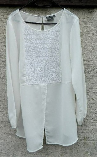 Zdjęcie oferty: Biała, kremowa długa bluzka, tunika z koronką r 44