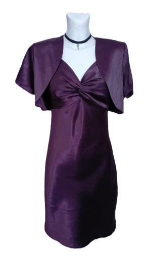 Zdjęcie oferty: Opis Elegancka fioletowa sukienka z bolerkiem retr