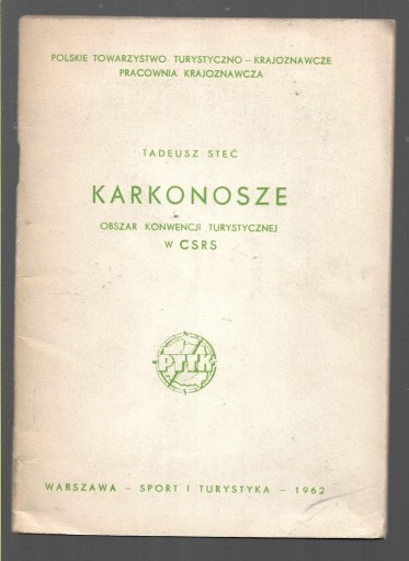 Zdjęcie oferty: Karkonosze 1962  Steć przewodnik + mapka