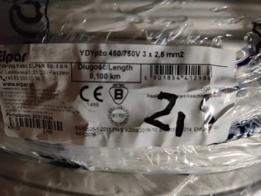 Zdjęcie oferty: Przewód kabel płaski YDYp 3x2,5 ELPAR 1m.