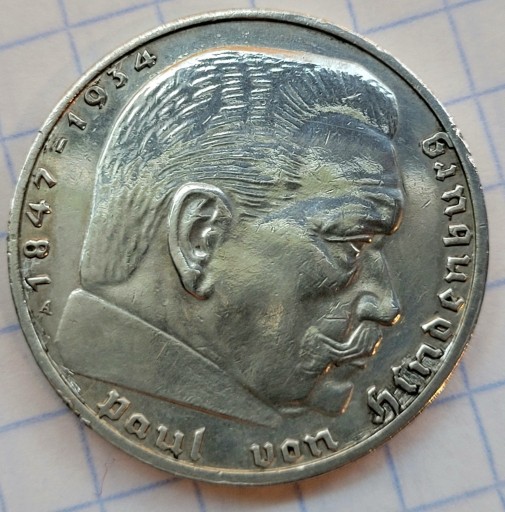 Zdjęcie oferty: 1939 Niemcy srebrnych 2 reichsmarki ,A,