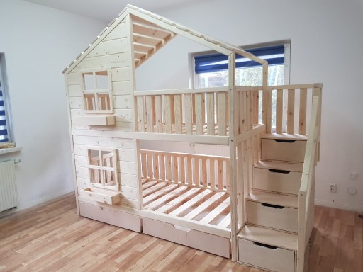Zdjęcie oferty: Łóżko piętrowe domek drewniany niemalowane RATY