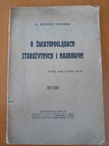 Zdjęcie oferty: O światopoglądach starożytnych i naukowym (1919)