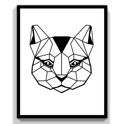 Zdjęcie oferty: Grafika geometryczna kot a3 + ramka 