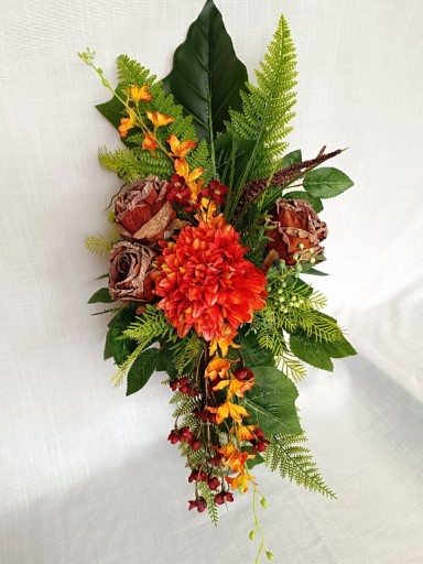 Zdjęcie oferty: Bukiet do Wazonu Grób Kompozycja Nagrobna Chryzantema pomarańcz model N25