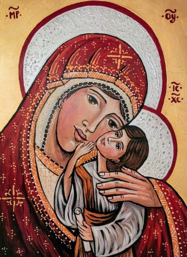 Zdjęcie oferty: Duża Ikona pisana Matki Boskiej z Dzieciątkiem 