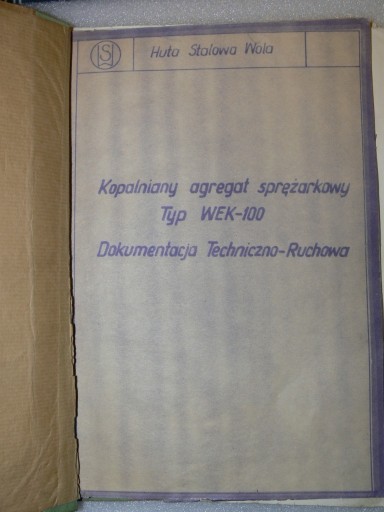 Zdjęcie oferty: DTR kopalniany agregat sprężarkowy WEK-100