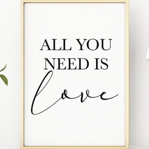 Zdjęcie oferty: A4 Plakat z cytatem ALL YOU NEED IS LOVE miłość