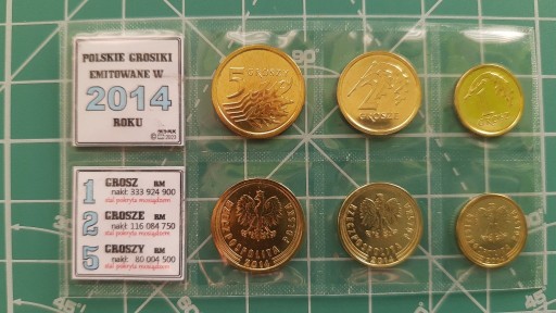 Zdjęcie oferty: #.1, 2, 5, groszy 2014 RM sześć monet menniczych*