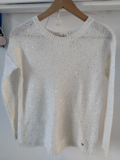 Zdjęcie oferty: Biały sweterek z cekinami xs