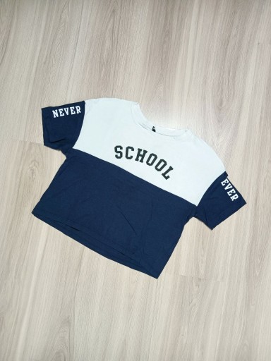 Zdjęcie oferty: Top bluzka t-shirt granatowo biały school Sinsay S