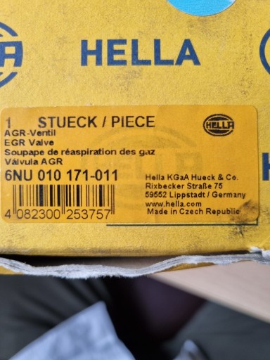 Zdjęcie oferty: Zawór EGR HELLA 6NU 010 171-091