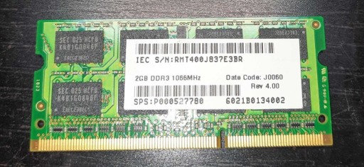 Zdjęcie oferty: Pamięć RAM Samsung 2GB DDR3 1066MHz 2R8 PC3 8500S