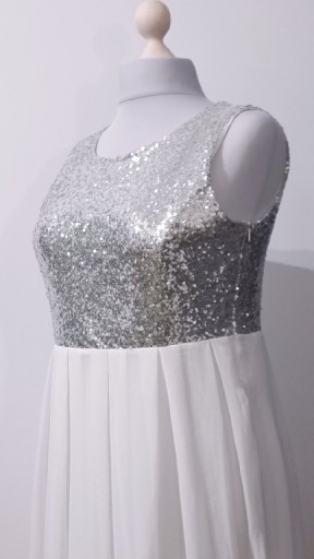 Zdjęcie oferty: Sukienka biała cekiny wieczór panieński MiDi 42
